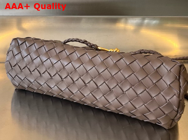 Bottega Veneta Small East West Andiamo Top Handle Bag in Chocolate Intrecciato Leather Replica