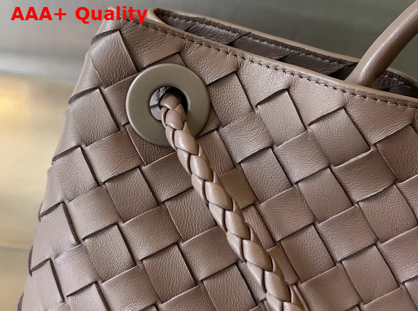 Bottega Veneta Small East West Andiamo Top Handle Bag in Chocolate Intrecciato Leather Replica