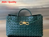 Bottega Veneta Small East West Andiamo Top Handle Bag in Emerald Green Intrecciato Leather Replica