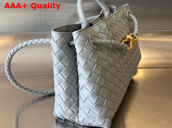 Bottega Veneta Small East West Andiamo Top Handle Bag in Grey Intrecciato Leather Replica