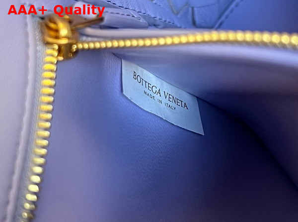 Bottega Veneta Small East West Andiamo Top Handle Bag in Lilac Intrecciato Leather Replica