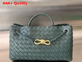 Bottega Veneta Small East West Andiamo Top Handle Bag in Raintree Intrecciato Leather Replica