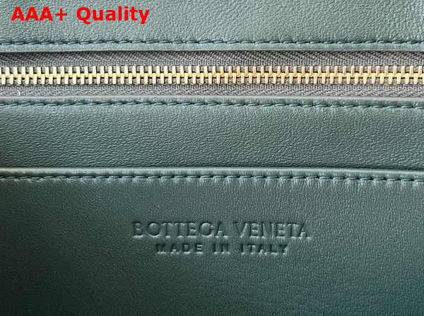 Bottega Veneta Small East West Andiamo Top Handle Bag in Raintree Intrecciato Leather Replica