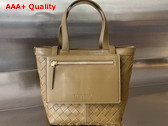 Bottega Veneta Small Flip Flap Tote Bag in Acorn Soft Intrecciato Leather with Zipped Pocket Replica