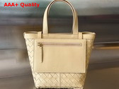 Bottega Veneta Small Flip Flap Tote Bag in Porridge Soft Intrecciato Leather with Zipped Pocket Replica