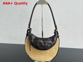 Bottega Veneta Small Gemelli Natural Black Raffia Crochet and Intrecciato Leather Replica