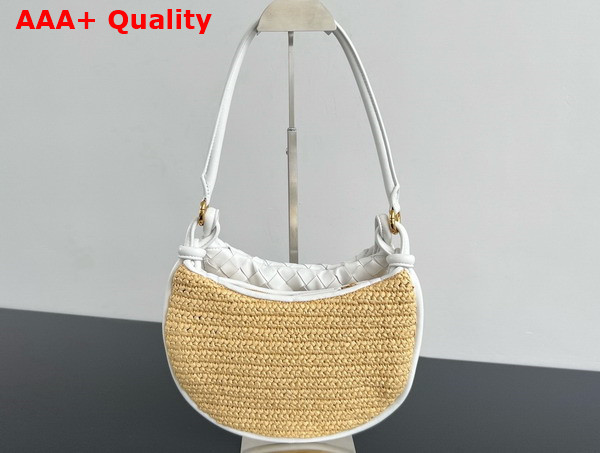 Bottega Veneta Small Gemelli Natural Chalk Raffia Crochet and Intrecciato Leather Replica