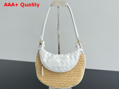 Bottega Veneta Small Gemelli Natural Chalk Raffia Crochet and Intrecciato Leather Replica