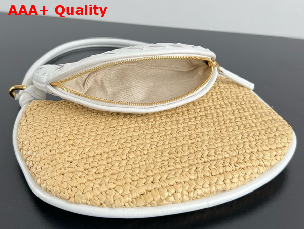 Bottega Veneta Small Gemelli Natural Chalk Raffia Crochet and Intrecciato Leather Replica