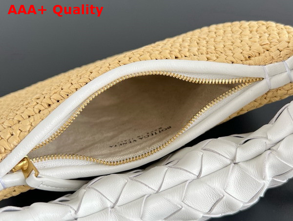 Bottega Veneta Small Gemelli Natural Chalk Raffia Crochet and Intrecciato Leather Replica