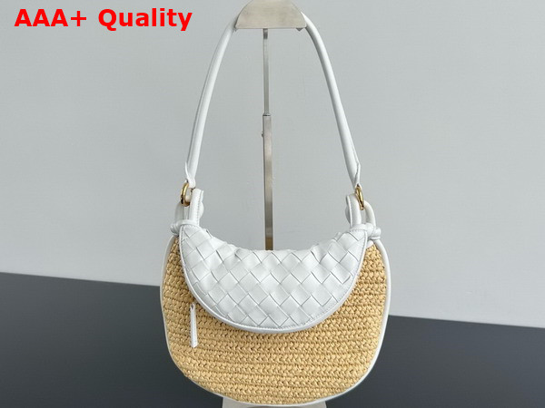 Bottega Veneta Small Gemelli Natural Chalk Raffia Crochet and Intrecciato Leather Replica