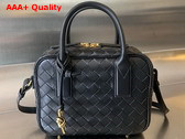 Bottega Veneta Small Getaway Top Handle Bag in Black Intrecciato Lambskin Replica