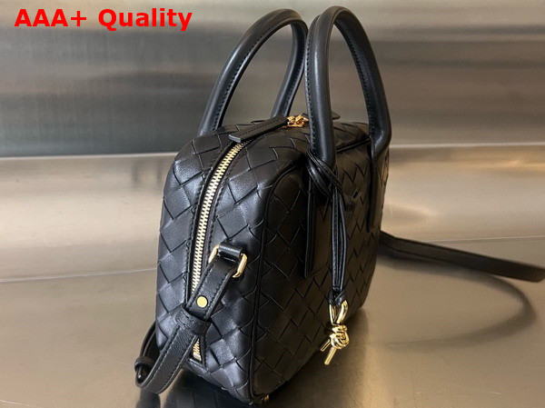 Bottega Veneta Small Getaway Top Handle Bag in Black Intrecciato Lambskin Replica