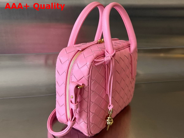 Bottega Veneta Small Getaway Top Handle Bag in Pink Intrecciato Lambskin Replica