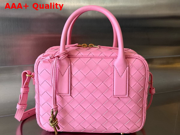 Bottega Veneta Small Getaway Top Handle Bag in Pink Intrecciato Lambskin Replica