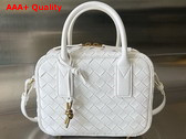 Bottega Veneta Small Getaway Top Handle Bag in White Intrecciato Lambskin Replica