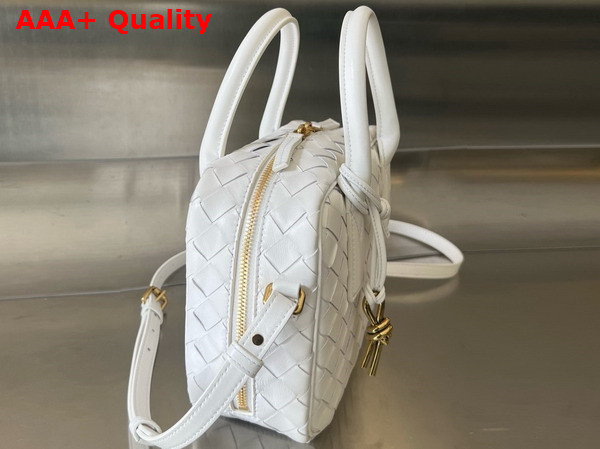 Bottega Veneta Small Getaway Top Handle Bag in White Intrecciato Lambskin Replica