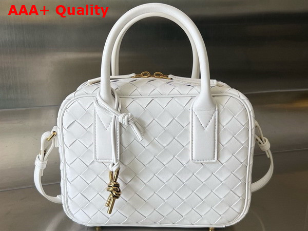 Bottega Veneta Small Getaway Top Handle Bag in White Intrecciato Lambskin Replica