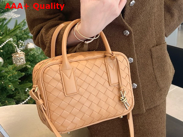 Bottega Veneta Small Getaway Top Handle Bag in Wood Intrecciato Lambskin Replica