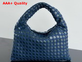 Bottega Veneta Small Hop Abyss Indigo Intrecciato Leather and Denim Shoulder Bag Replica