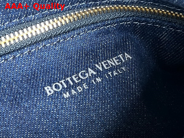 Bottega Veneta Small Hop Abyss Indigo Intrecciato Leather and Denim Shoulder Bag Replica