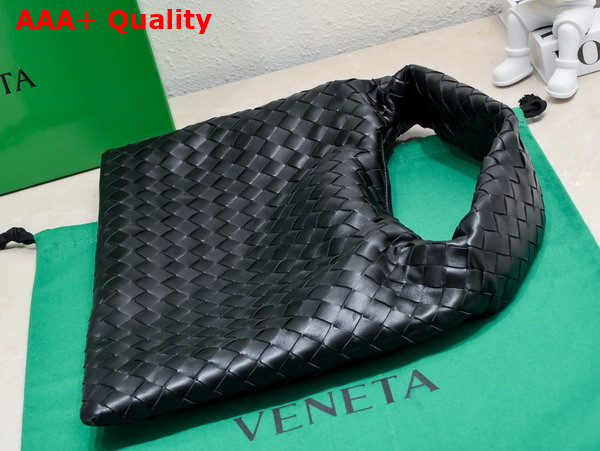 Bottega Veneta Small Hop Bag in Black Intrecciato Calfskin Leather Replica