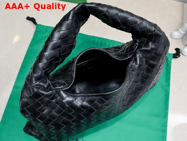 Bottega Veneta Small Hop Bag in Black Intrecciato Calfskin Leather Replica