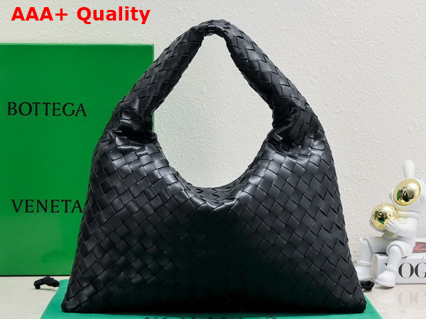 Bottega Veneta Small Hop Bag in Black Intrecciato Calfskin Leather Replica