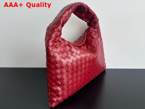 Bottega Veneta Small Hop Bag in Dark Red Intrecciato Calf Leather Replica