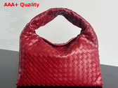 Bottega Veneta Small Hop Bag in Dark Red Intrecciato Calf Leather Replica