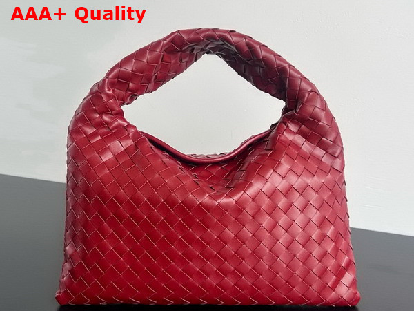 Bottega Veneta Small Hop Bag in Dark Red Intrecciato Calf Leather Replica