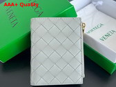 Bottega Veneta Small Intrecciato Bi Fold Zip Wallet in Light Grey Intrecciato Leather Replica