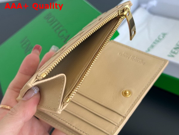 Bottega Veneta Small Intrecciato Bi Fold Zip Wallet in Porridge Intrecciato Leather Replica