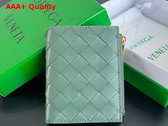 Bottega Veneta Small Intrecciato Bi Fold Zip Wallet in Raintree Intrecciato Leather Replica