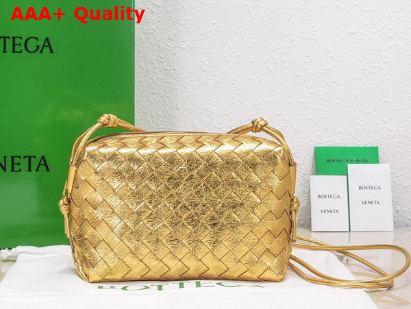 Bottega Veneta Small Loop Camera Bag in Gold Lamb Skin Replica