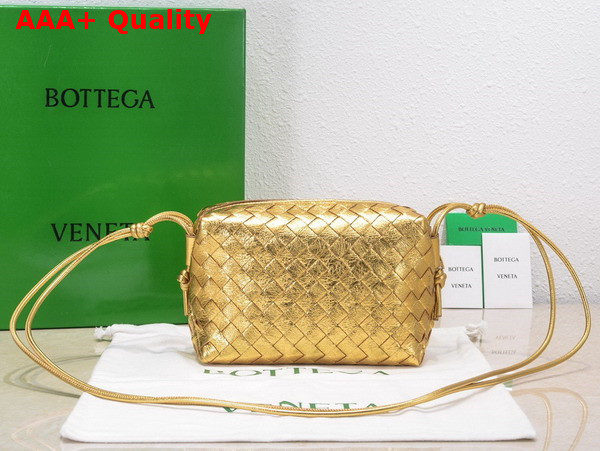 Bottega Veneta Small Loop Camera Bag in Gold Lamb Skin Replica