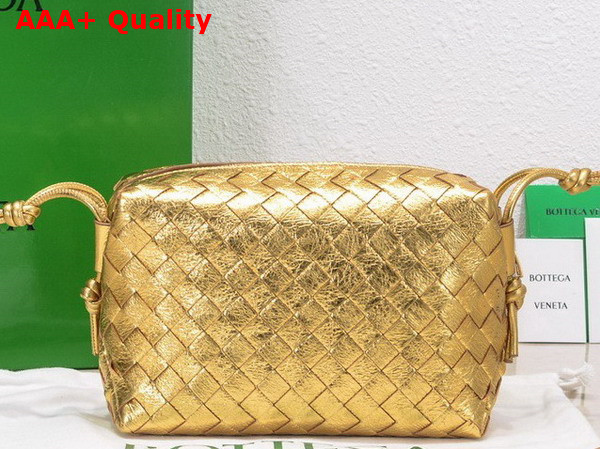 Bottega Veneta Small Loop Camera Bag in Gold Lamb Skin Replica