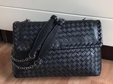 Bottega Veneta Small Olimpia Bag in Black Nappa Lambskin Silver Chain