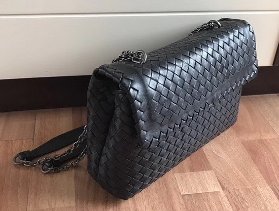 Bottega Veneta Small Olimpia Bag in Black Nappa Lambskin Silver Chain