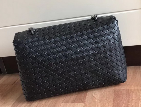 Bottega Veneta Small Olimpia Bag in Black Nappa Lambskin Silver Chain