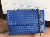 Bottega Veneta Small Olimpia Bag in Blue Nappa Lambskin