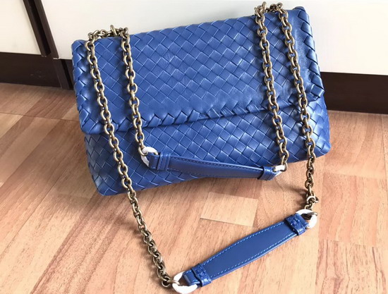 Bottega Veneta Small Olimpia Bag in Blue Nappa Lambskin