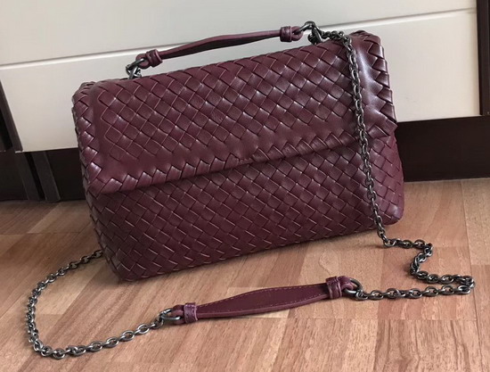 Bottega Veneta Small Olimpia Bag in Burgundy Nappa Lambskin Silver Hardware