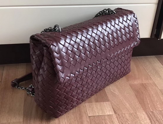 Bottega Veneta Small Olimpia Bag in Burgundy Nappa Lambskin Silver Hardware