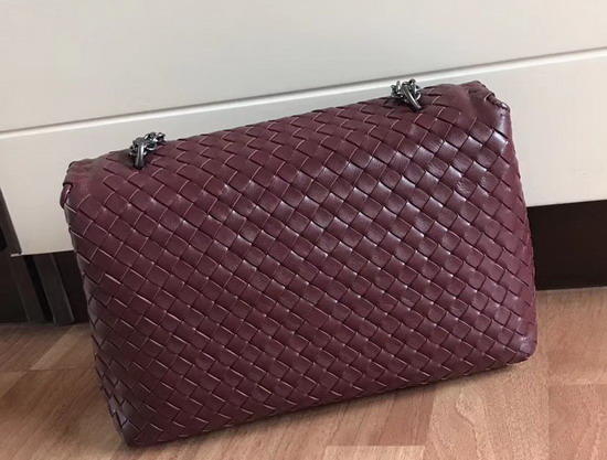 Bottega Veneta Small Olimpia Bag in Burgundy Nappa Lambskin Silver Hardware