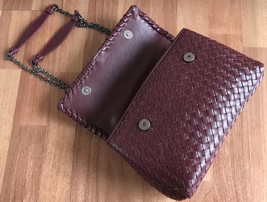 Bottega Veneta Small Olimpia Bag in Burgundy Nappa Lambskin Silver Hardware