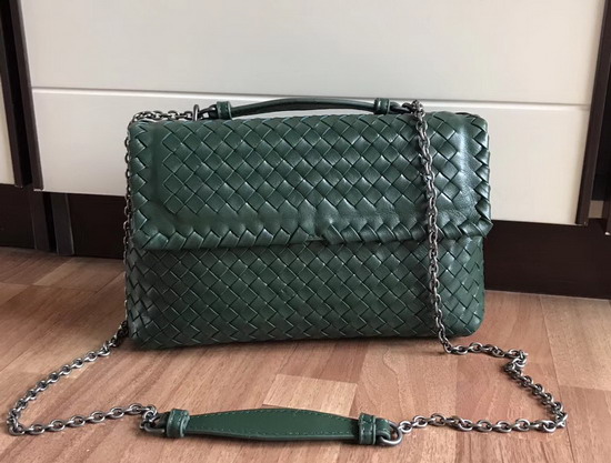 Bottega Veneta Small Olimpia Bag in Green Nappa Lambskin