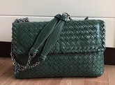 Bottega Veneta Small Olimpia Bag in Green Nappa Lambskin