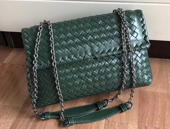 Bottega Veneta Small Olimpia Bag in Green Nappa Lambskin