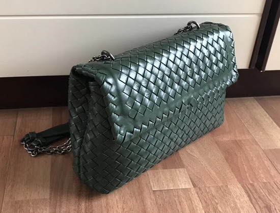 Bottega Veneta Small Olimpia Bag in Green Nappa Lambskin